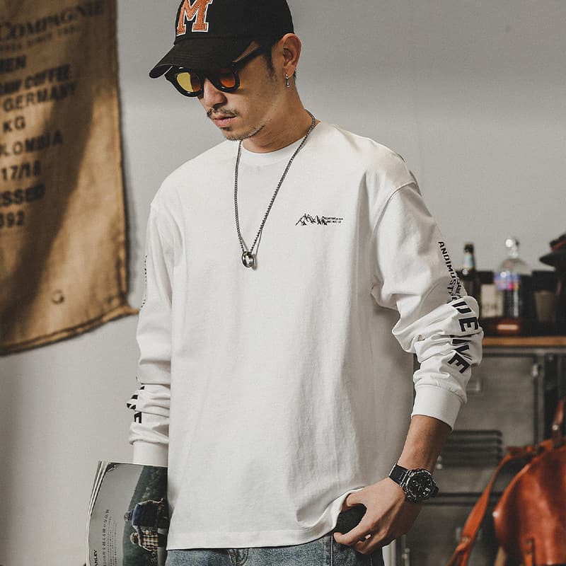 ロンT 山脈プリント入り カジュアルロンＴ