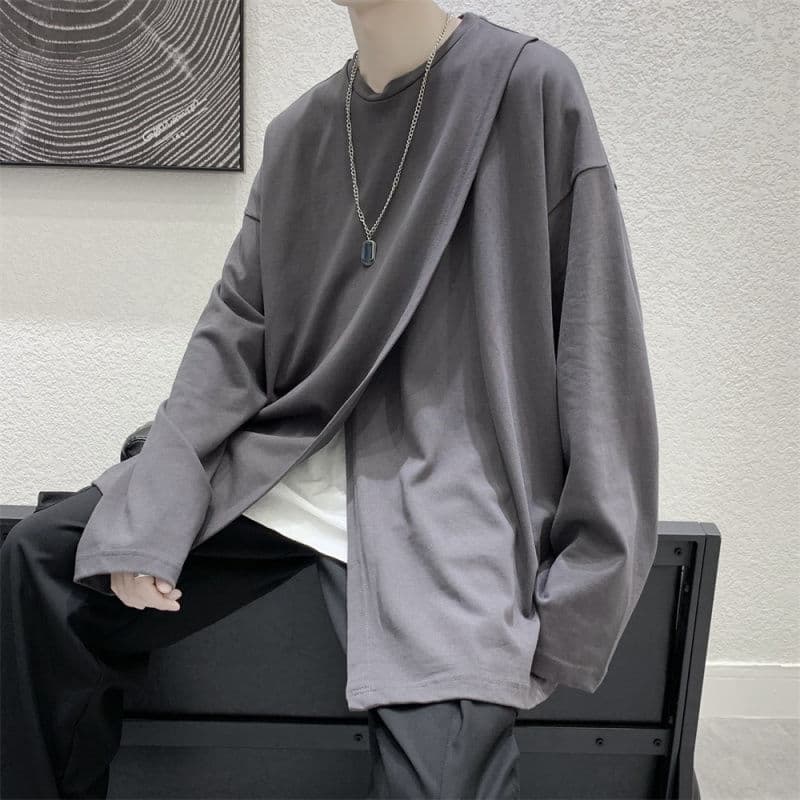 ロンT レイヤード風ゆったり長袖カットソー