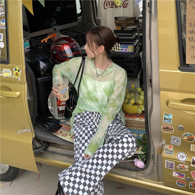 ロンT 水彩模様ゆったり長袖カットソー