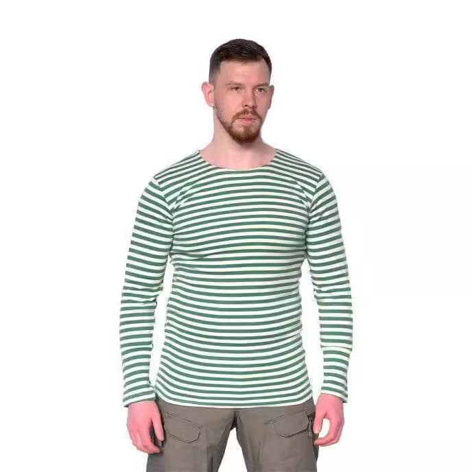 ロンT クルーネック等間隔ボーダー柄長袖Tシャツ