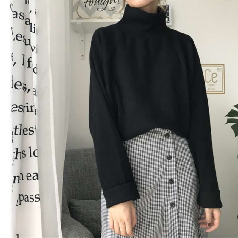 ロンT モックネック リラックスニット