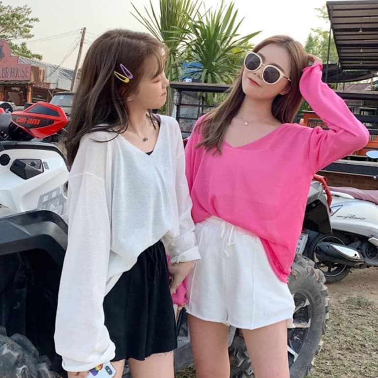 ロンT シンプル清楚ゆったりロング丈カットソー