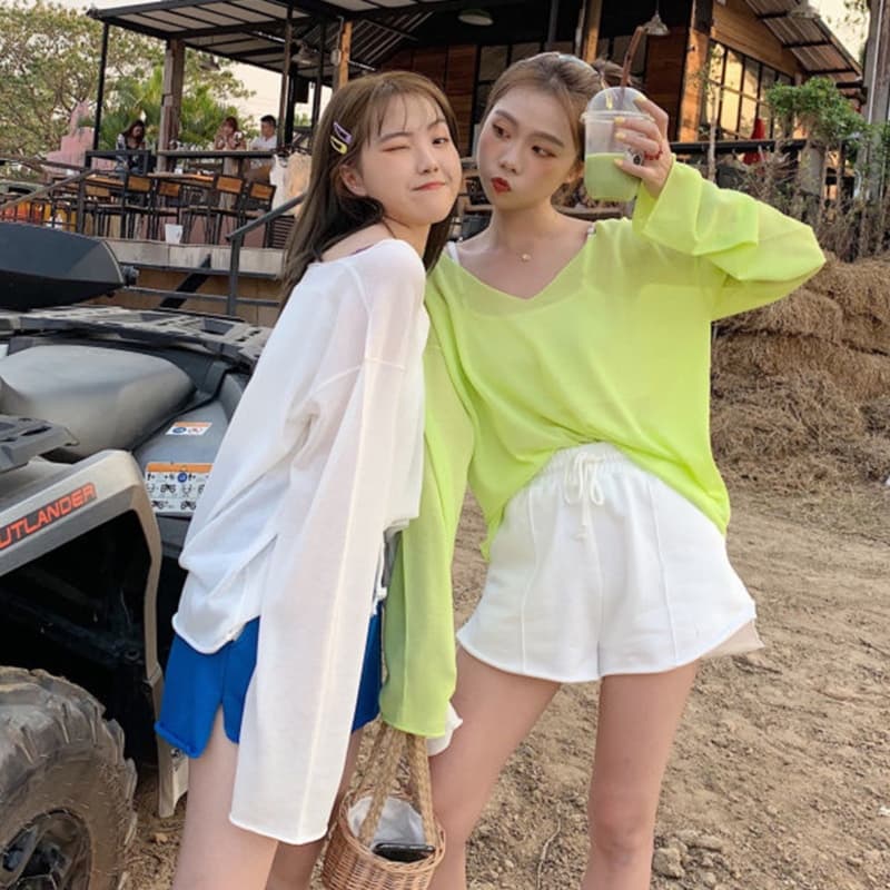 ロンT シンプル清楚ゆったりロング丈カットソー