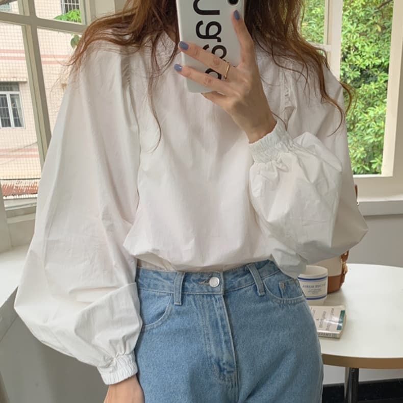 ロンT ふんわり袖 バルーン ロング丈カットソー