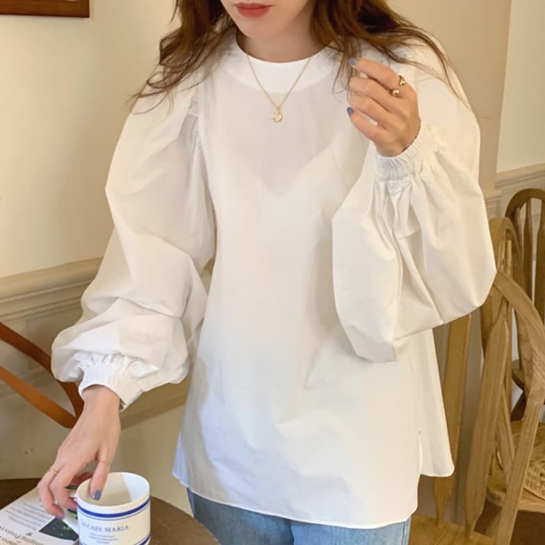 ロンT ふんわり袖 バルーン ロング丈カットソー