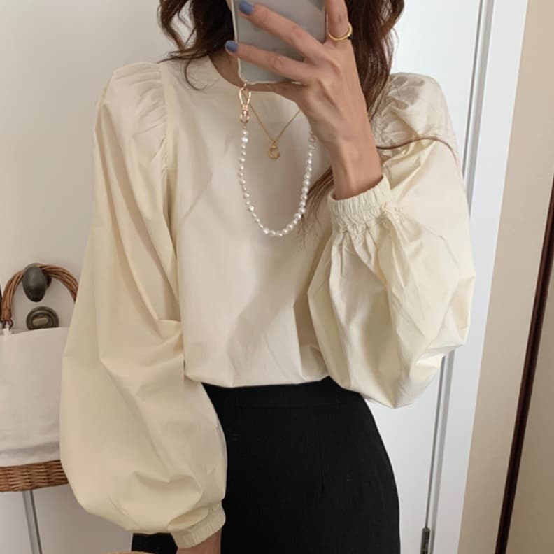 ロンT ふんわり袖 バルーン ロング丈カットソー