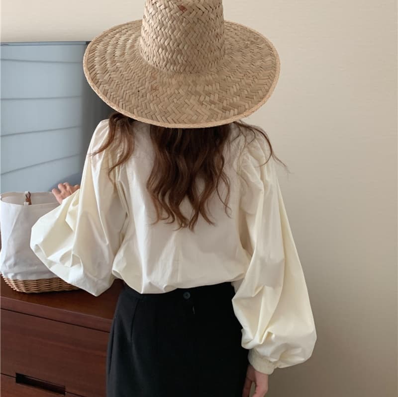 ロンT ふんわり袖 バルーン ロング丈カットソー