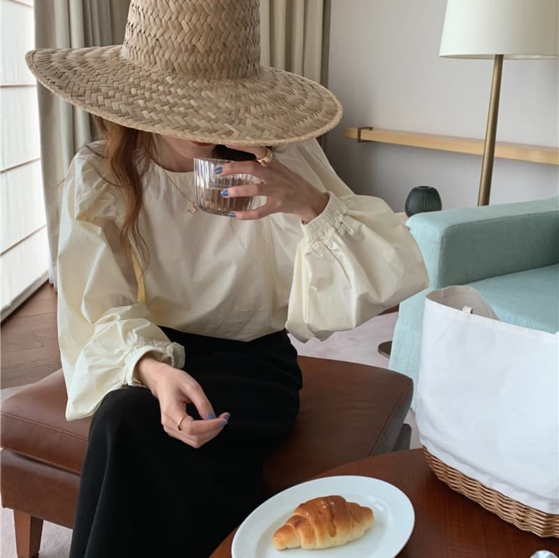 ロンT ふんわり袖 バルーン ロング丈カットソー