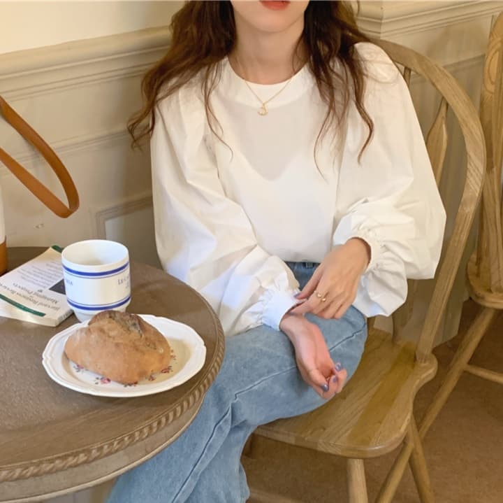 ロンT ふんわり袖 バルーン ロング丈カットソー