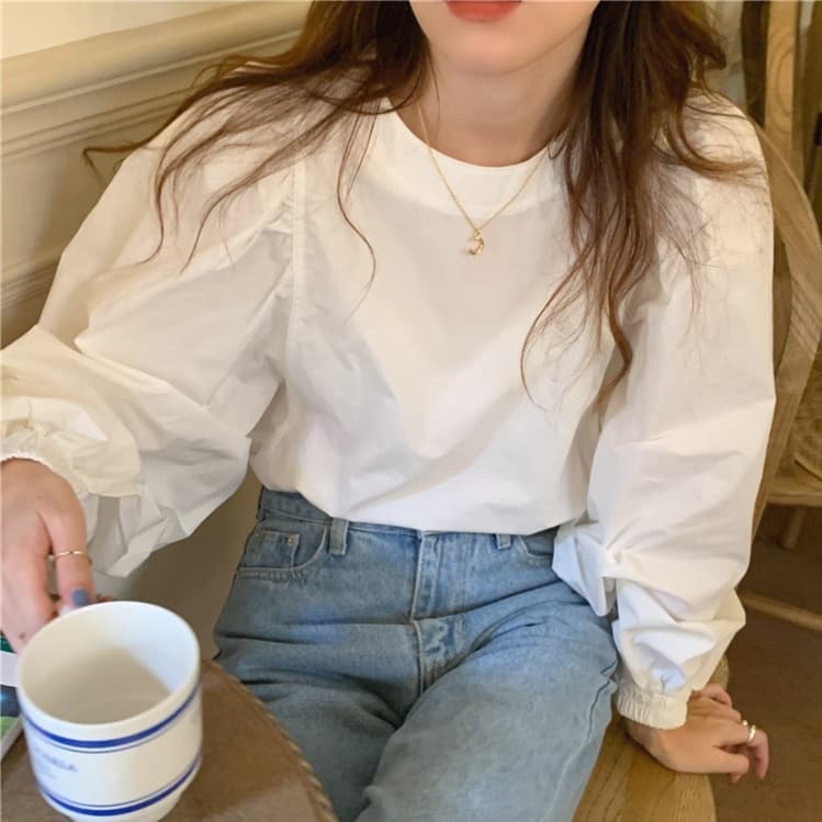 ロンT ふんわり袖 バルーン ロング丈カットソー