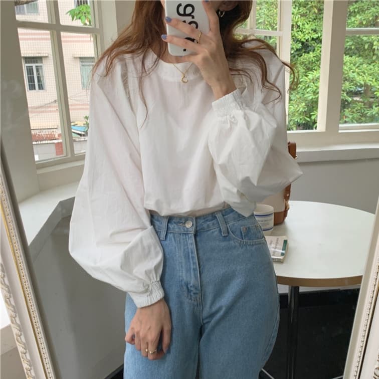 ロンT ふんわり袖 バルーン ロング丈カットソー