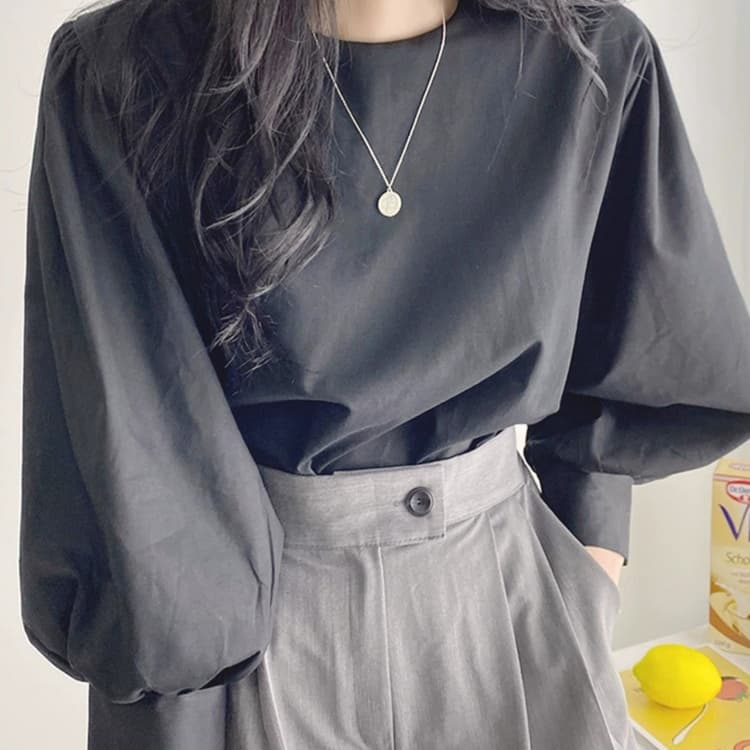ロンT 優美な袖ふんわりギャザーブラウス