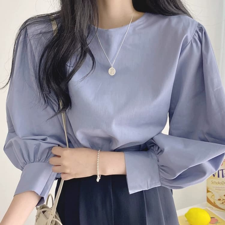 ロンT 優美な袖ふんわりギャザーブラウス
