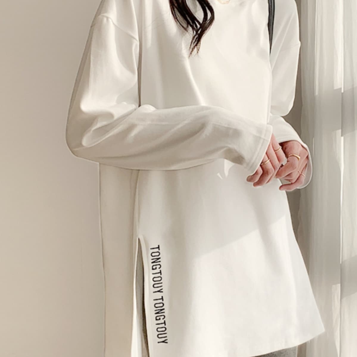 サイドスリット入り ゆるシルエット ロンT