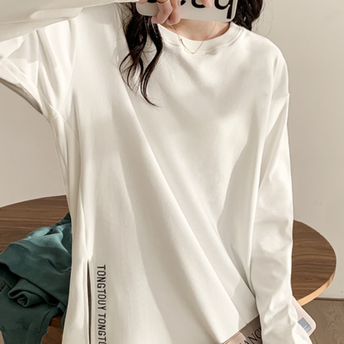 サイドスリット入り ゆるシルエット ロンT