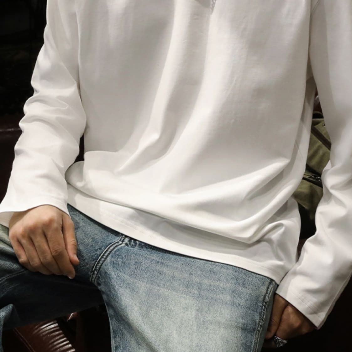 ロンT シンプル上質ロングTシャツ