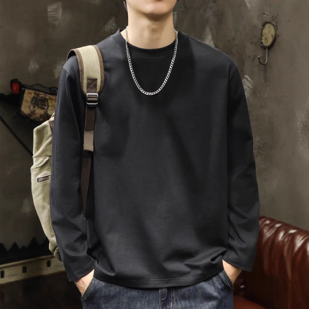ロンT シンプル上質ロングTシャツ