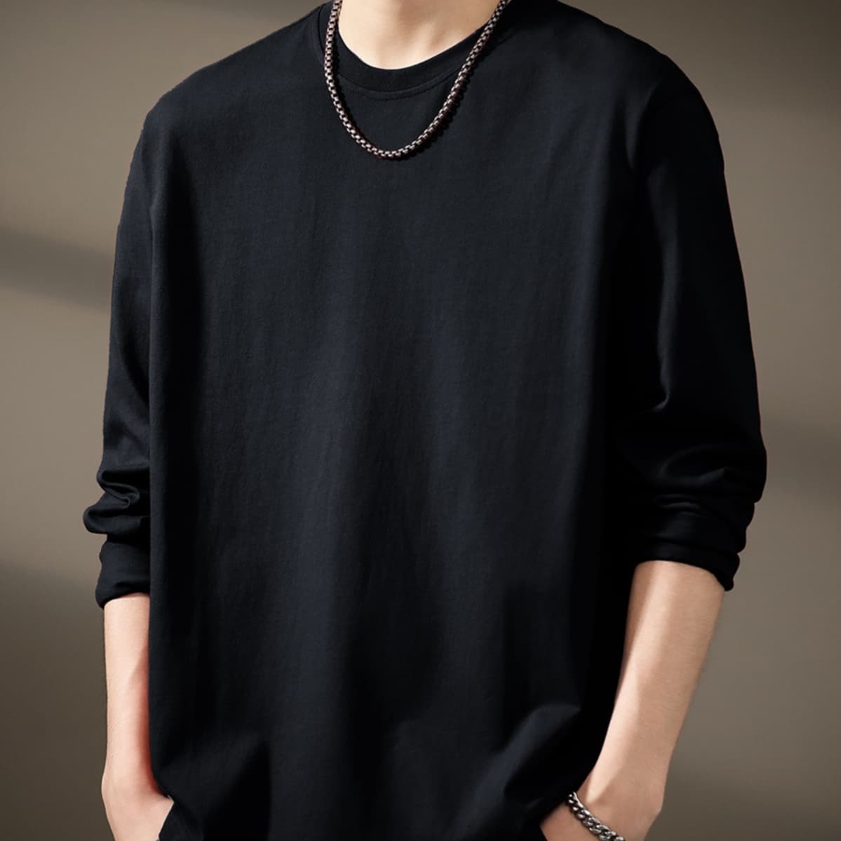 ロンT シンプル上質ロングTシャツ
