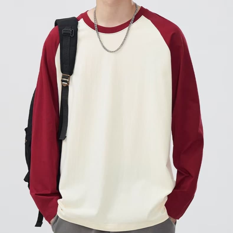 ロンT シンプル切替デザイン ゆったりロンＴ