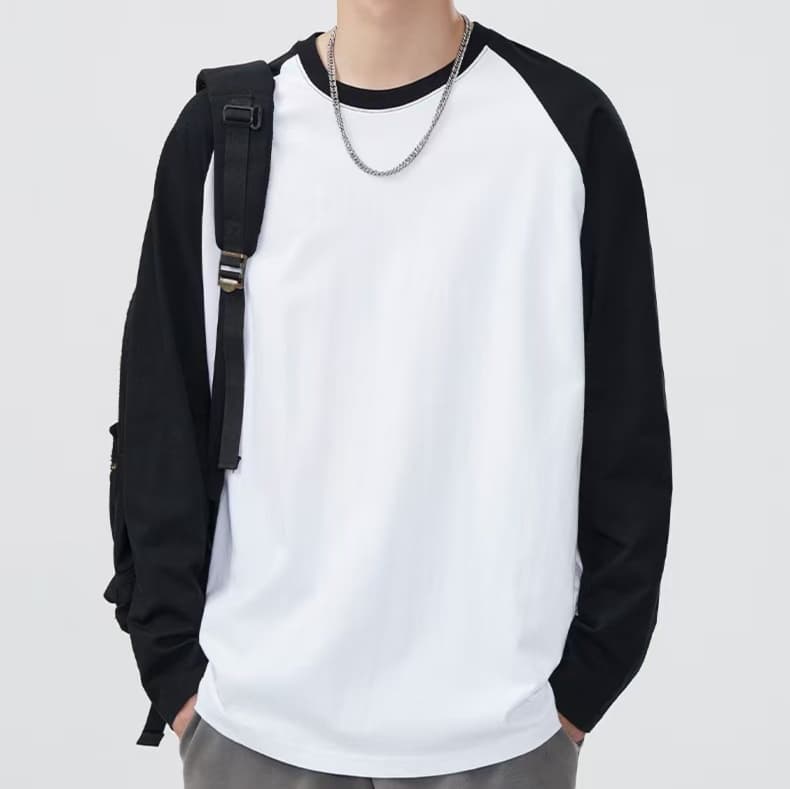 ロンT シンプル切替デザイン ゆったりロンＴ