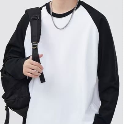 ロンT シンプル切替デザイン ゆったりロンＴ