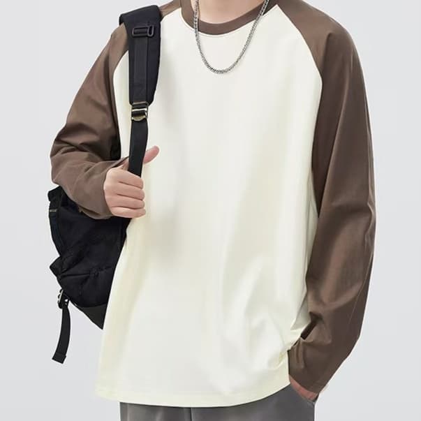 ロンT シンプル切替デザイン ゆったりロンＴ