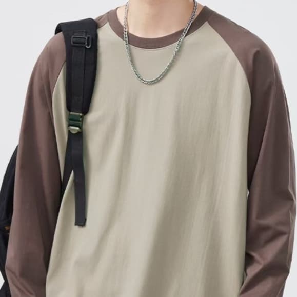 ロンT シンプル切替デザイン ゆったりロンＴ