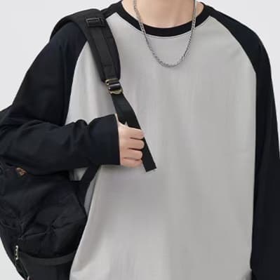 ロンT シンプル切替デザイン ゆったりロンＴ