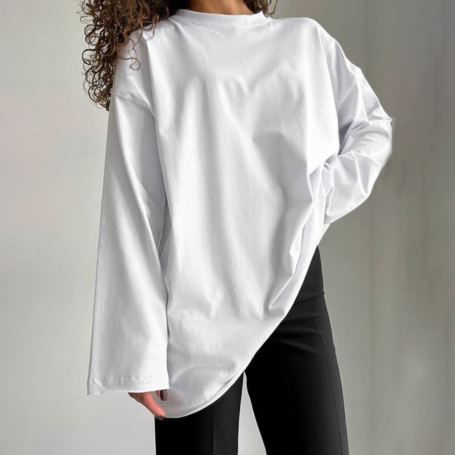 ロンT ゆったりオーバーサイズ スウェット長袖シャツ