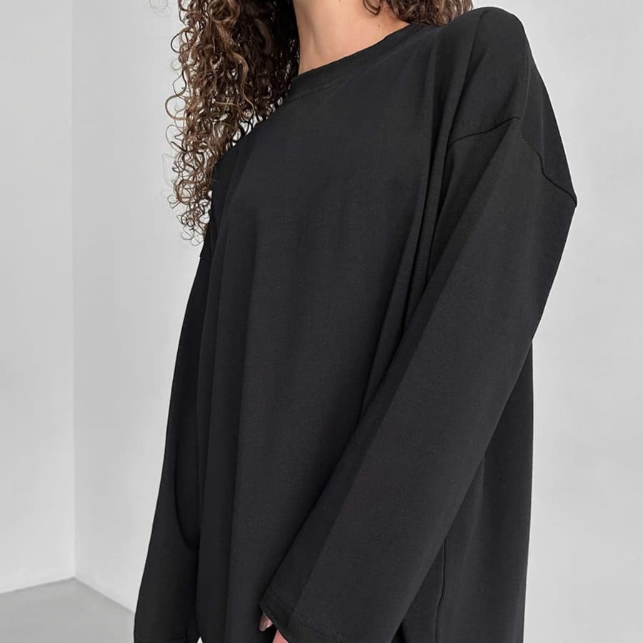 ロンT ゆったりオーバーサイズ スウェット長袖シャツ