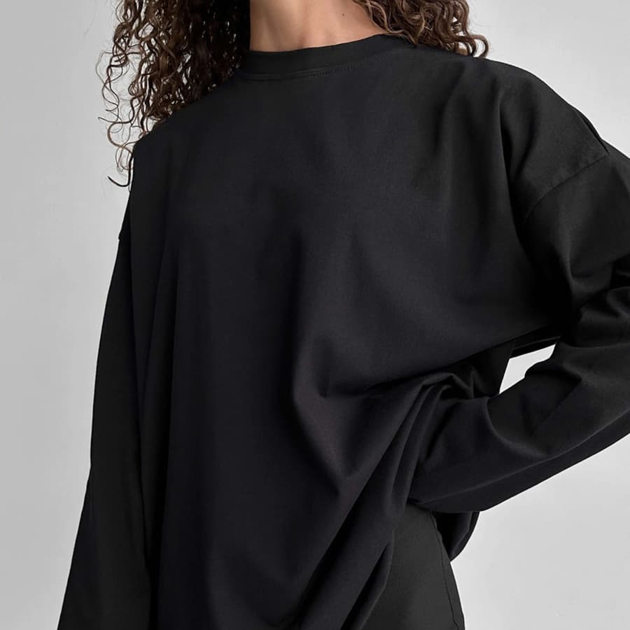 ロンT ゆったりオーバーサイズ スウェット長袖シャツ