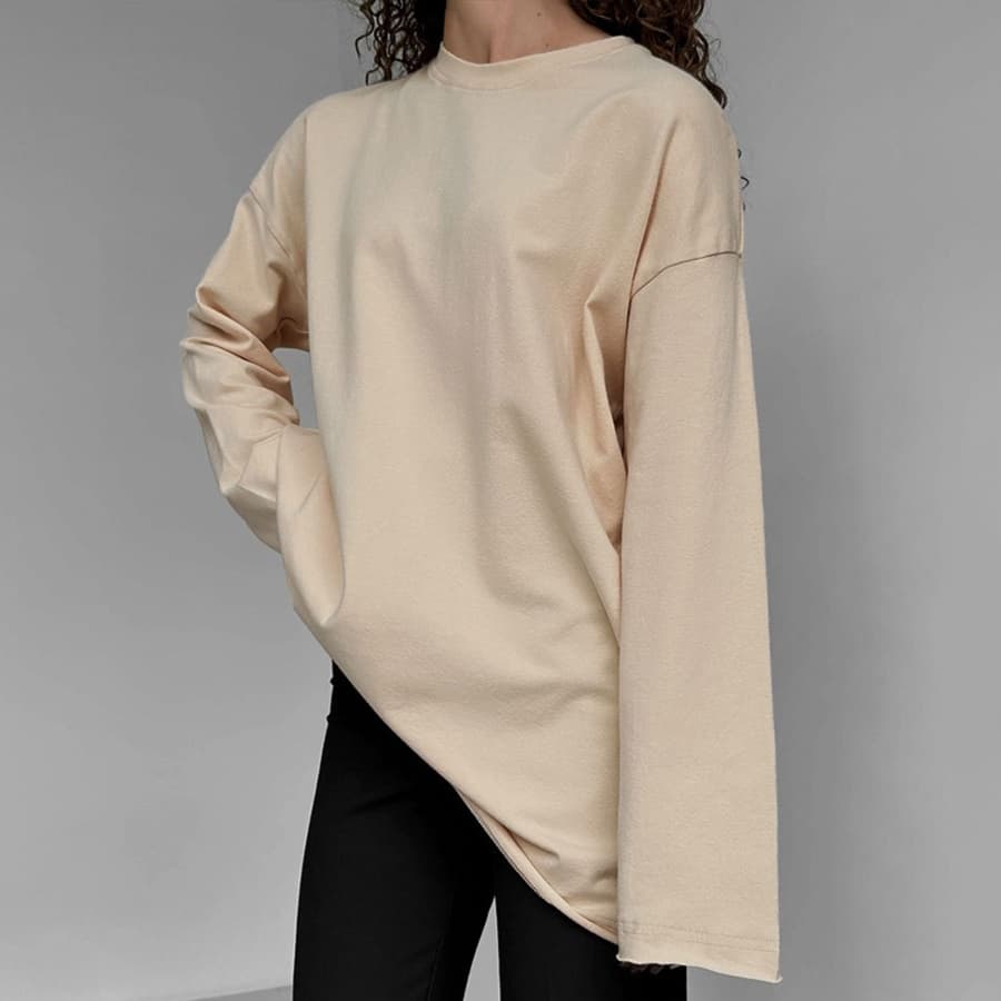 ロンT ゆったりオーバーサイズ スウェット長袖シャツ