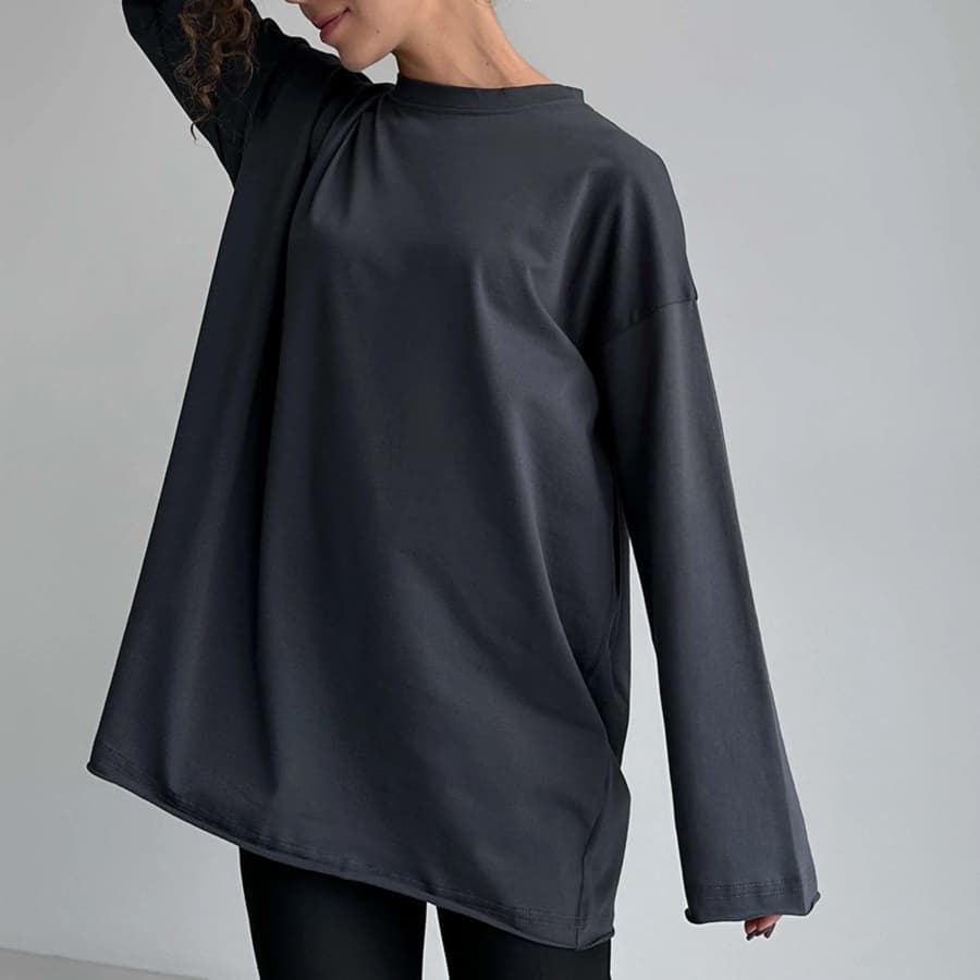 ロンT ゆったりオーバーサイズ スウェット長袖シャツ