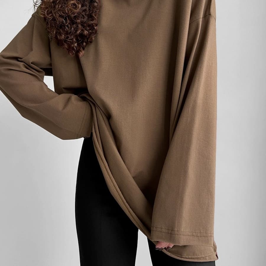 ロンT ゆったりオーバーサイズ スウェット長袖シャツ