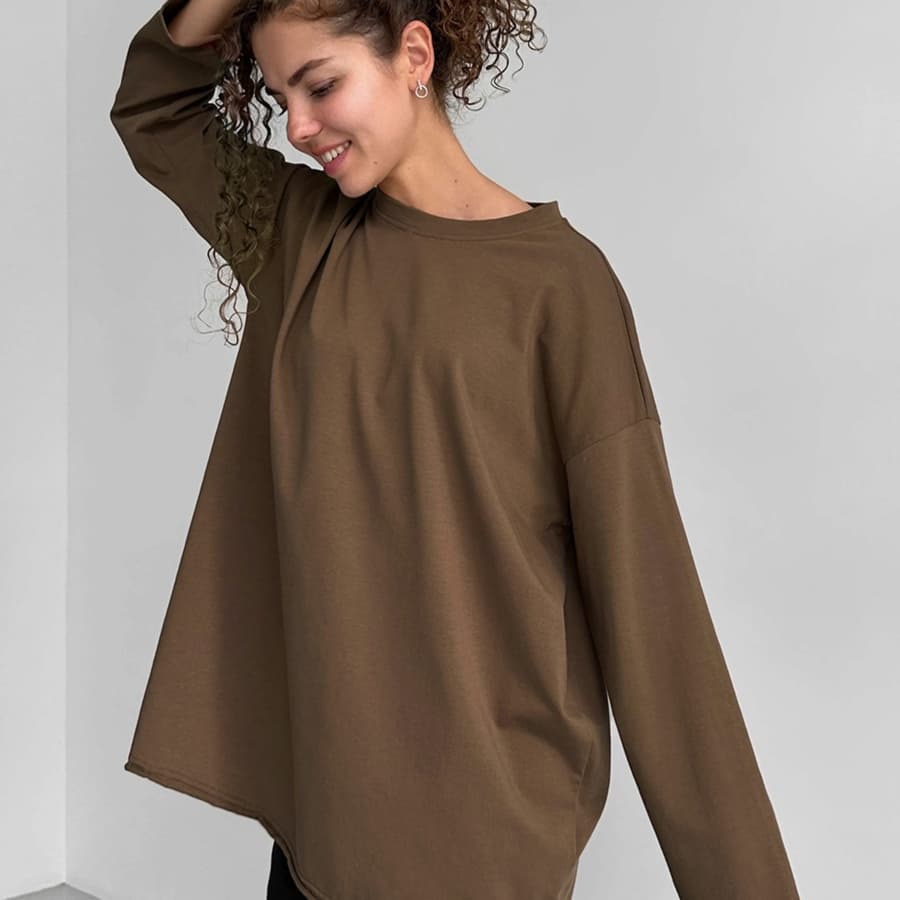 ロンT ゆったりオーバーサイズ スウェット長袖シャツ