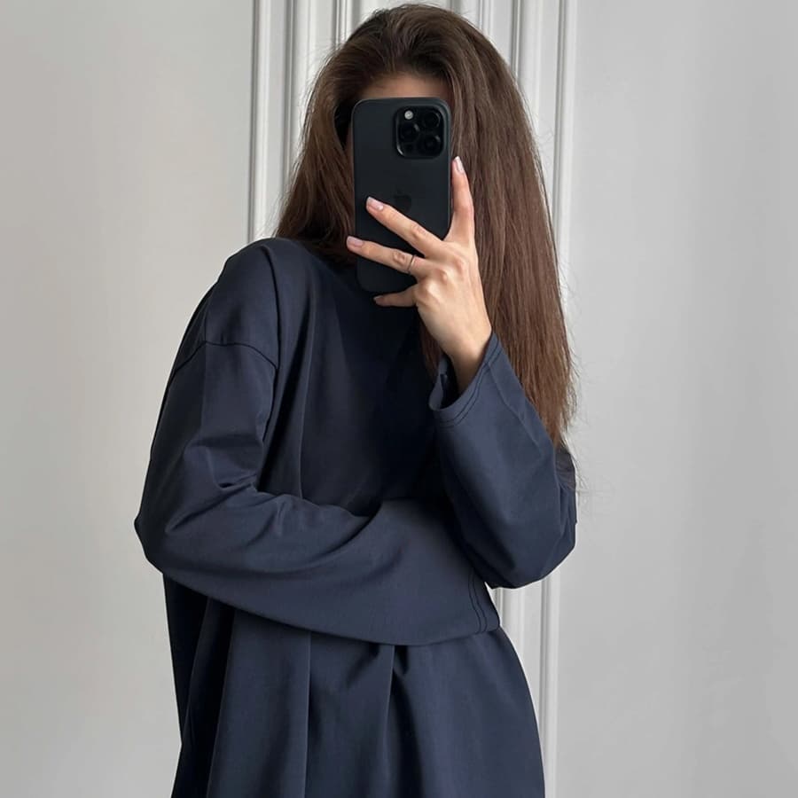 ロンT ゆったりオーバーサイズ スウェット長袖シャツ