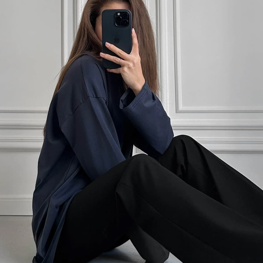 ロンT ゆったりオーバーサイズ スウェット長袖シャツ