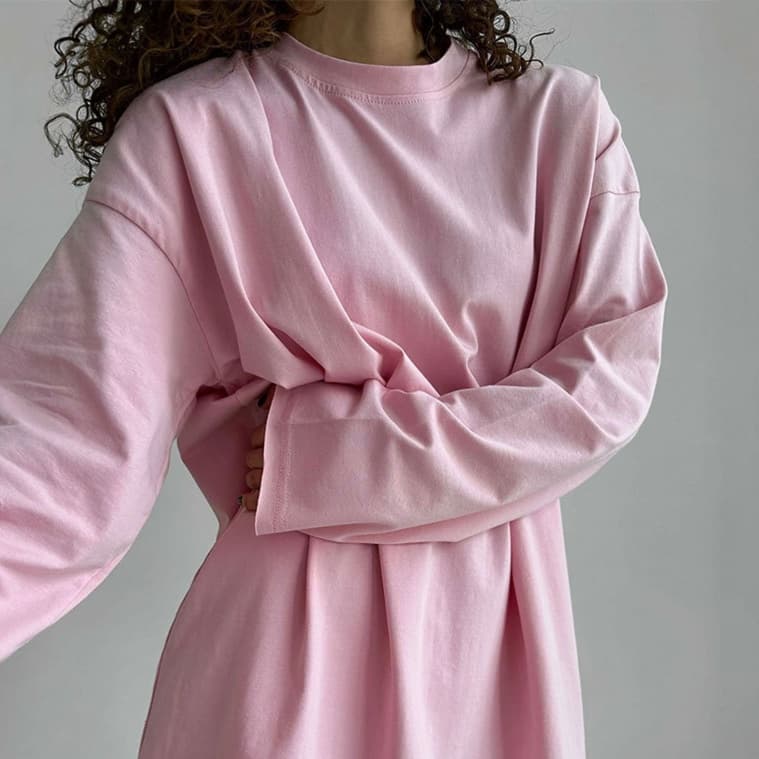 ロンT ゆったりオーバーサイズ スウェット長袖シャツ