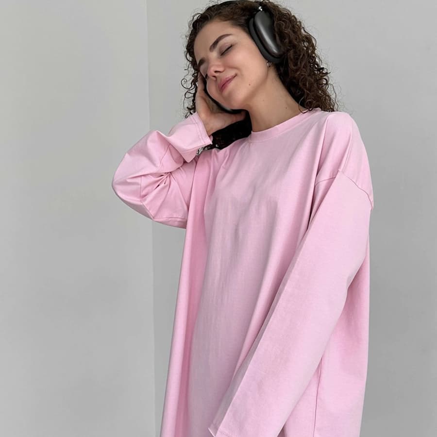 ロンT ゆったりオーバーサイズ スウェット長袖シャツ