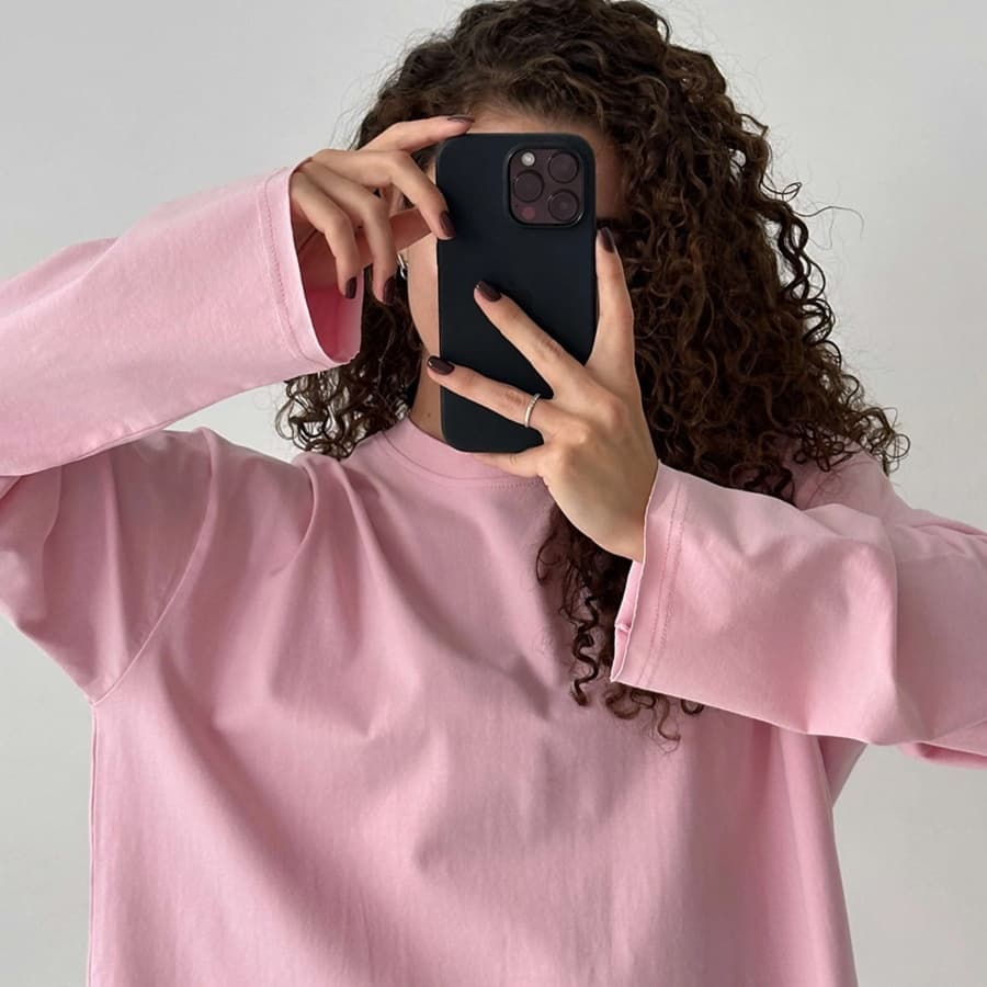 ロンT ゆったりオーバーサイズ スウェット長袖シャツ