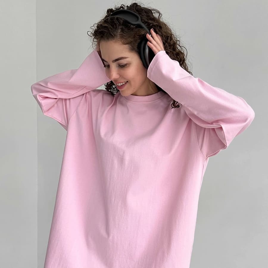 ロンT ゆったりオーバーサイズ スウェット長袖シャツ