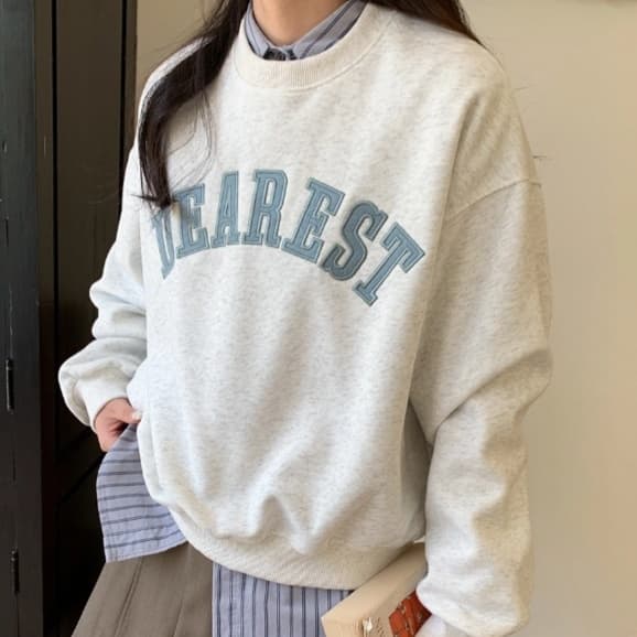 ロンT カレッジ風 もこもこスウェット 裏起毛