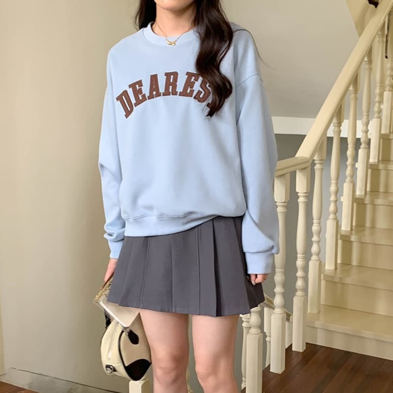ロンT カレッジ風 もこもこスウェット 裏起毛