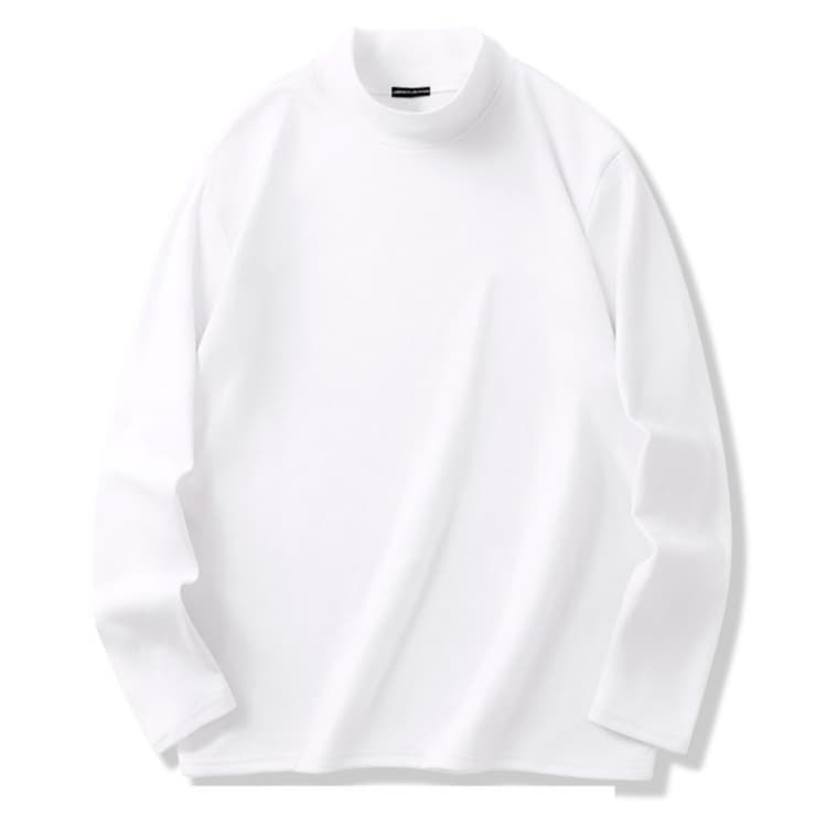ロンT シンプル ハイネック あったか綿混ロンＴ