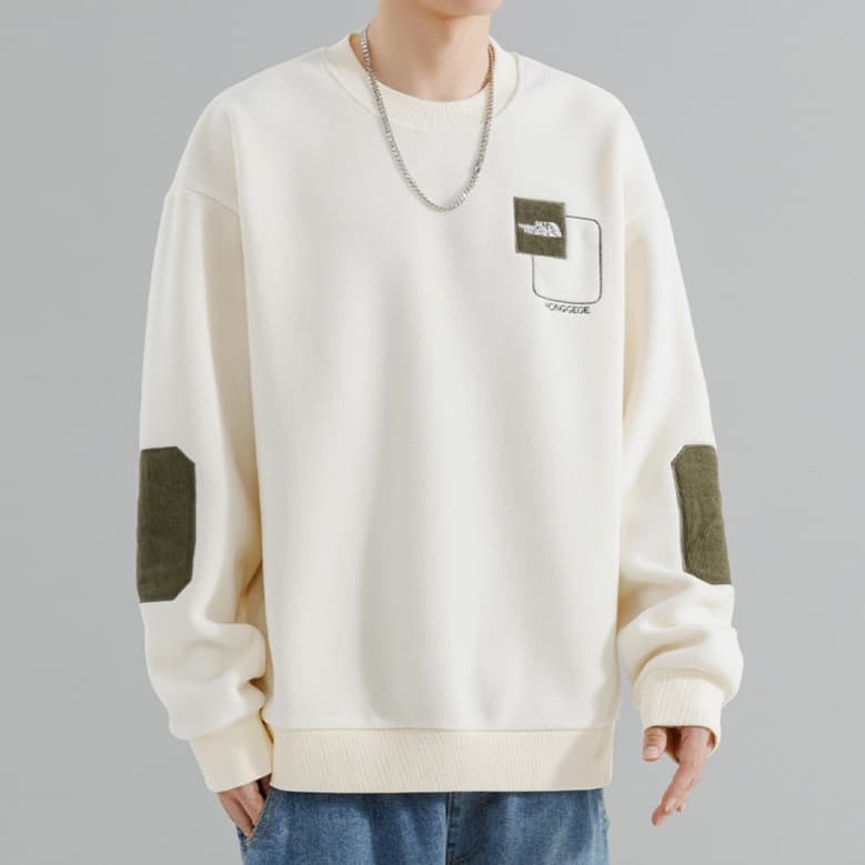 ロンT 肘当て付き カジュアル スウェット