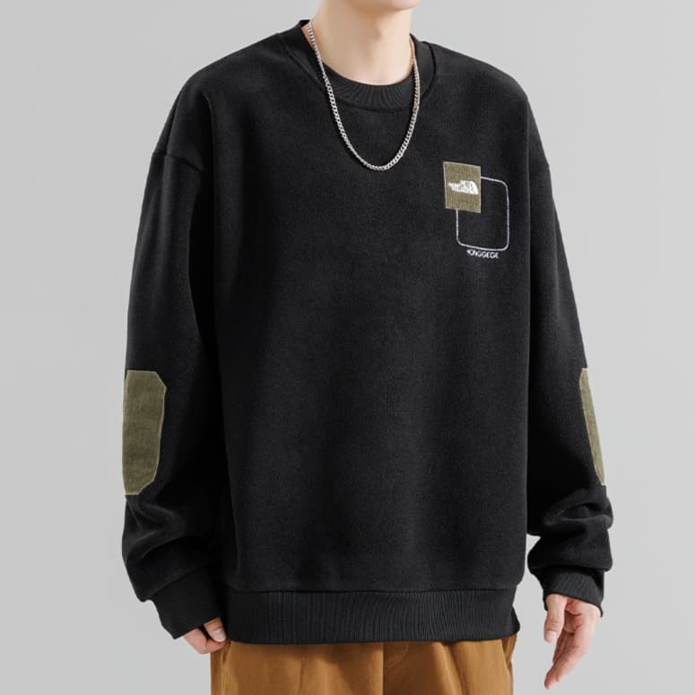 ロンT 肘当て付き カジュアル スウェット