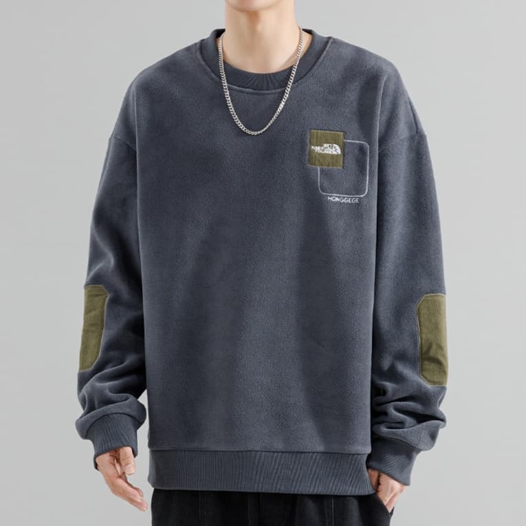 ロンT 肘当て付き カジュアル スウェット