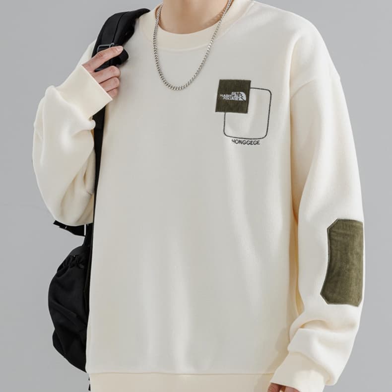 ロンT 肘当て付き カジュアル スウェット