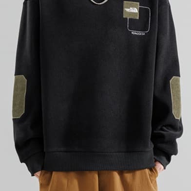 ロンT 肘当て付き カジュアル スウェット