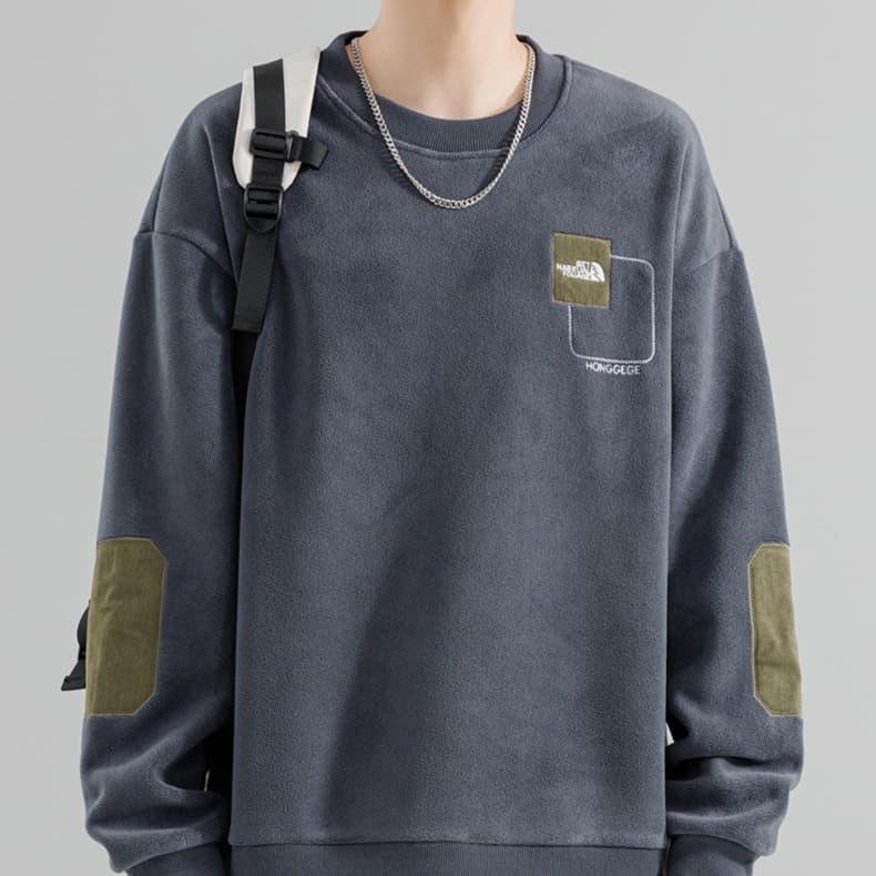 ロンT 肘当て付き カジュアル スウェット